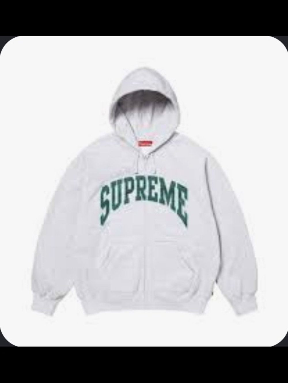 Supreme White Full-Zip Hoodie with Green Arch Logo 100% Authentic